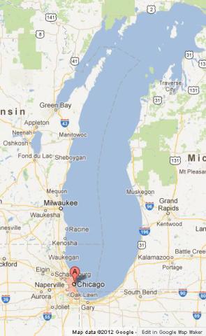 Where is Chicago on Lake Michigan Map
