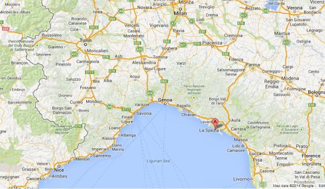 Where is Cinque Terre on Map of North West Italy