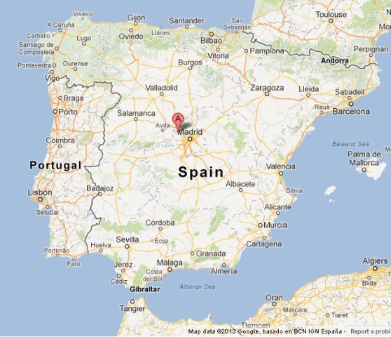 location El Escorial on Spain Map