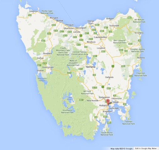 Where is Hobart on Map of Tasmania