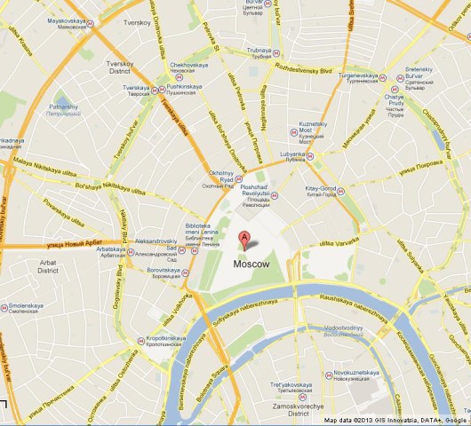 Where is Kremlin on Map of Moscow