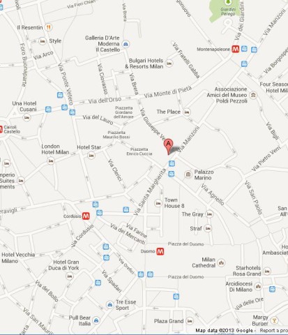location La Scala on Map of Milan