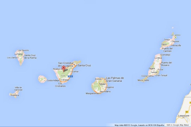 Map of Canary Islands Spain