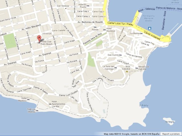 Map of Ibiza Town Spain