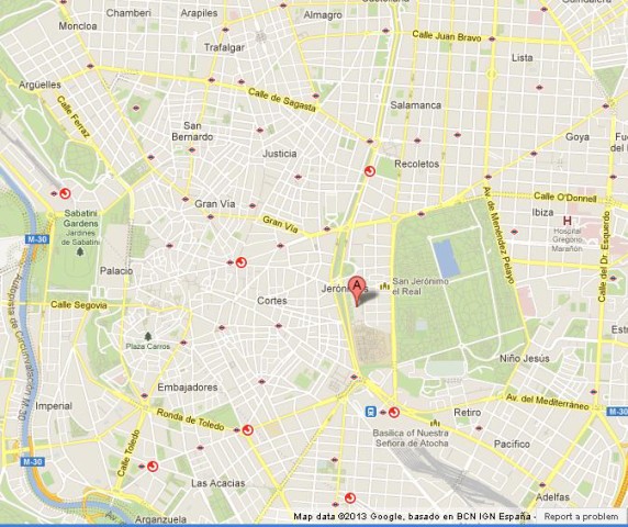 location Prado Museum on Map of Madrid
