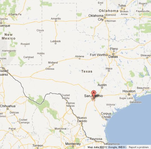 location San Antonio on Map of Texas