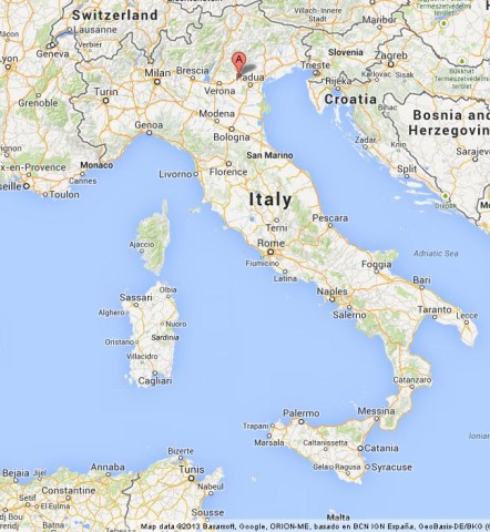 location Vicenza on Map of Italy