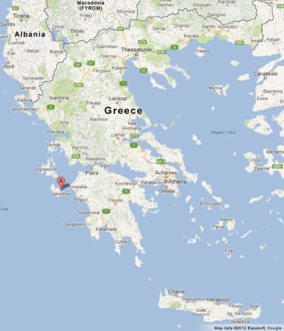 Where is Zakynthos on Map of Greece
