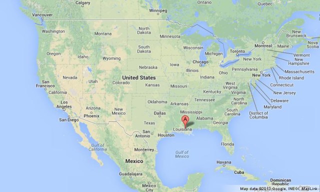 location Baton Rouge on USA Map