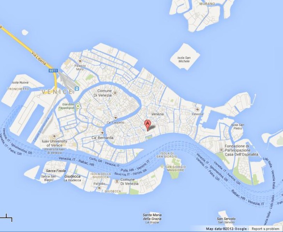 location Doge's Palace on Map of Venice