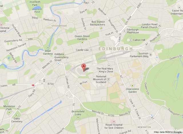 location Edinburgh Castle on Map of Edinburgh