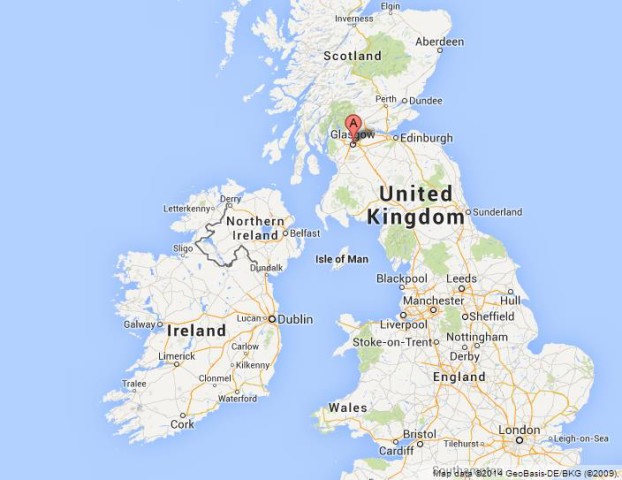 location Glasgow on Map of Scotland