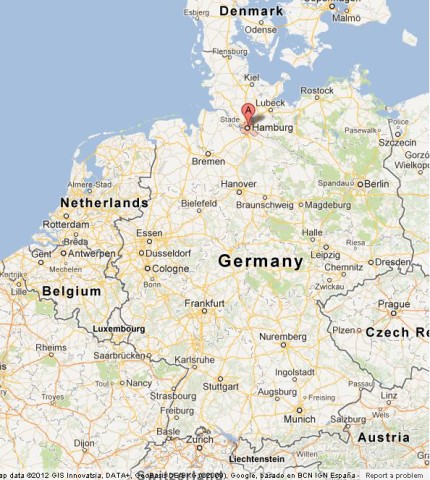 location Hamburg on Map of Germany