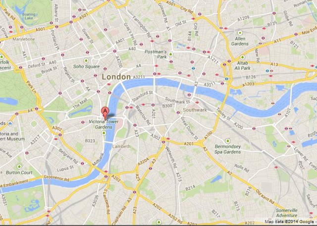 location Houses of Parliament on Map of London