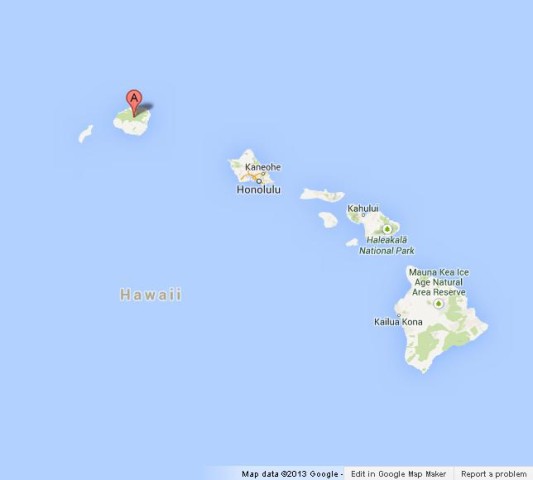 location Kauai on Map of Hawaii