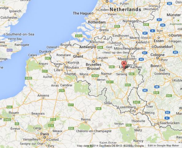 Where is Liege on Map of Belgium
