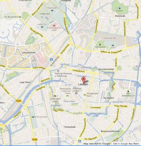 Map of Leiden Netherlands