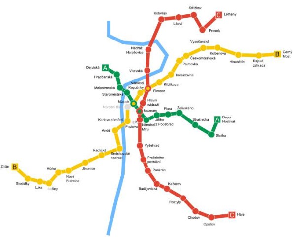 Metro of Prague map