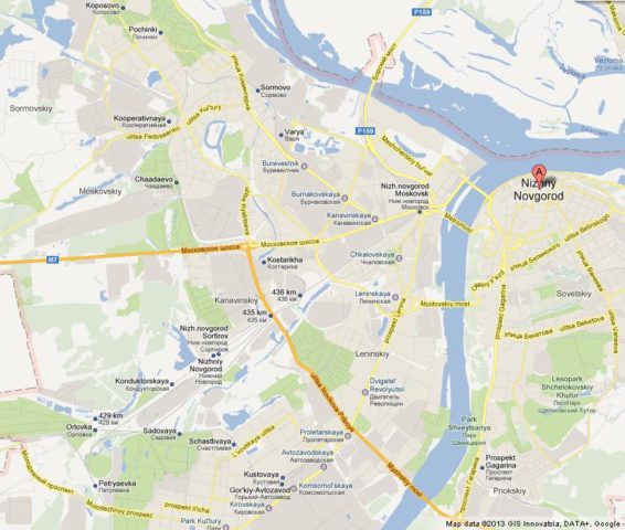 Map of Nizhny Novgorod Russia