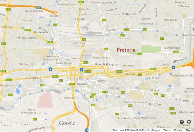 Map of Pretoria South Africa