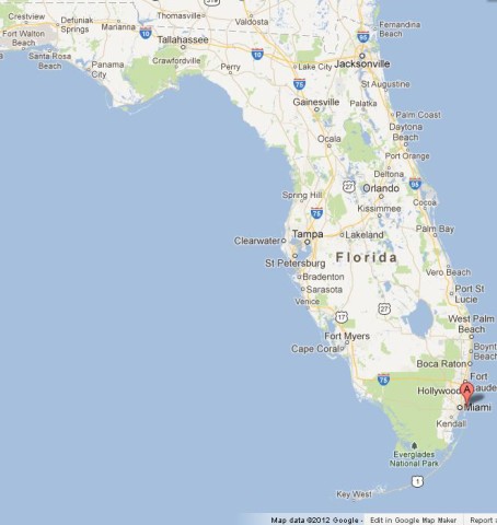 location Miami Beach on Map of Florida