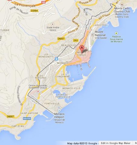 Where is Monte Carlo on Map of Monaco