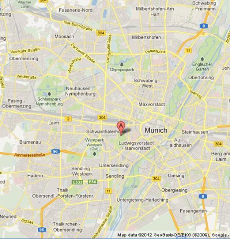 location Oktoberfest on Map of Munich