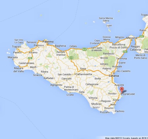 location Syracuse on Map of Sicily