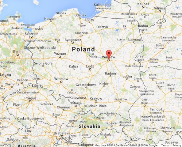 location Warsaw on Map of Poland