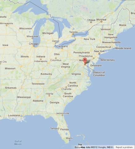 Where is Washington DC on US East Coast
