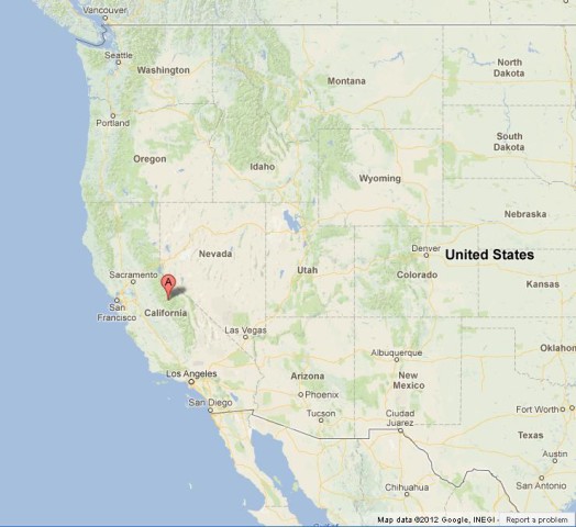 location Yosemite National Park on US West Coast Map