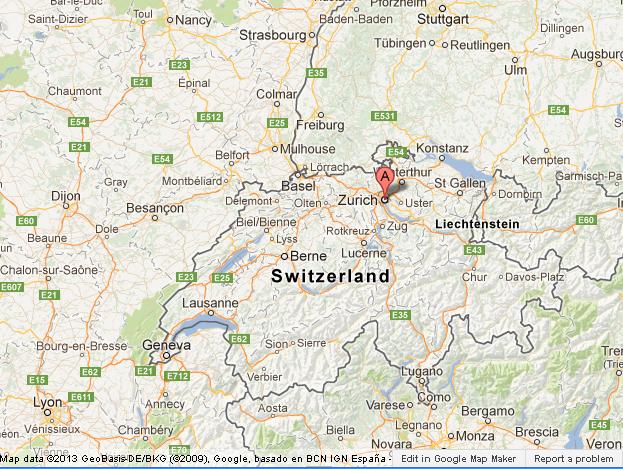 location Zurich on Map of Switzerland
