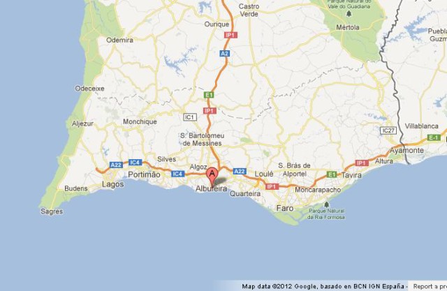 location Albufeira on Map of Algarve