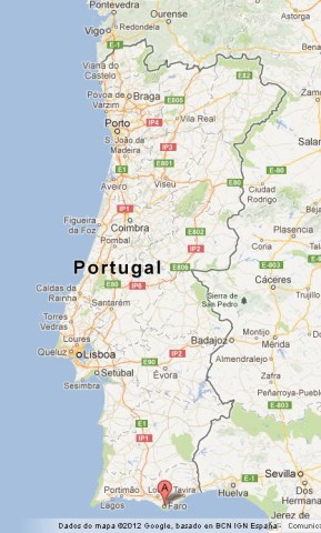 location Algarve on Map of Portugal