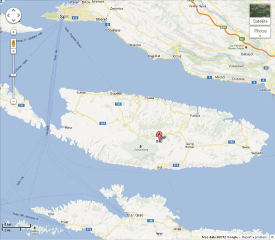 Map of Brac Croatia