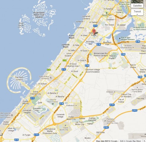 location Burj Khalifa on Dubai Map