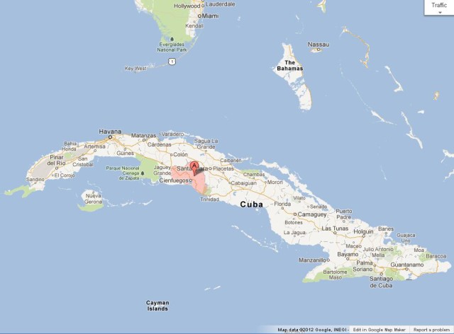 location Cienfuegos on Map of Cuba