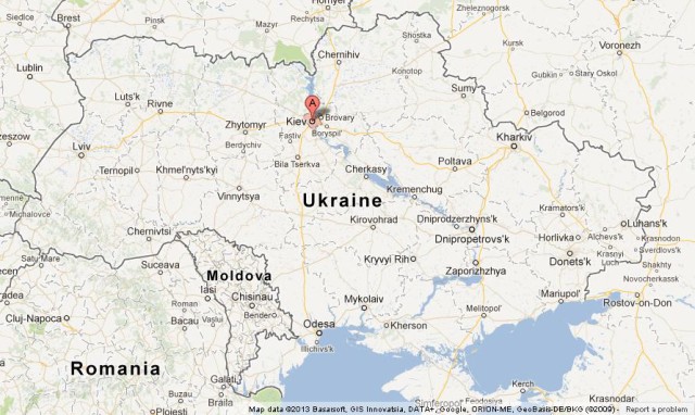 location Kiev on Map of Ukraine