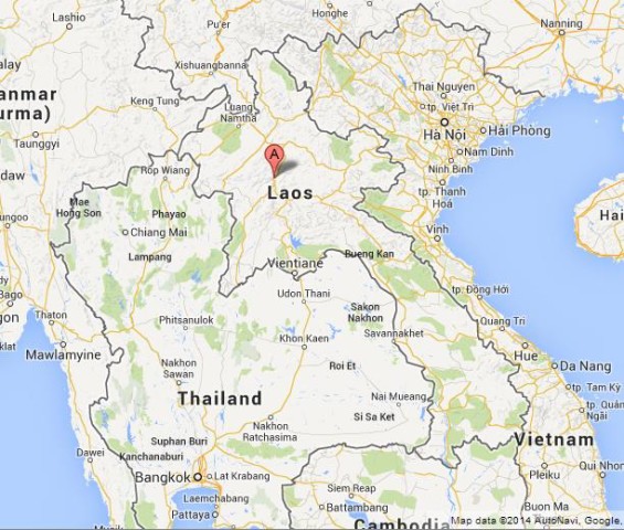 location Luang Prabang on Map of Laos