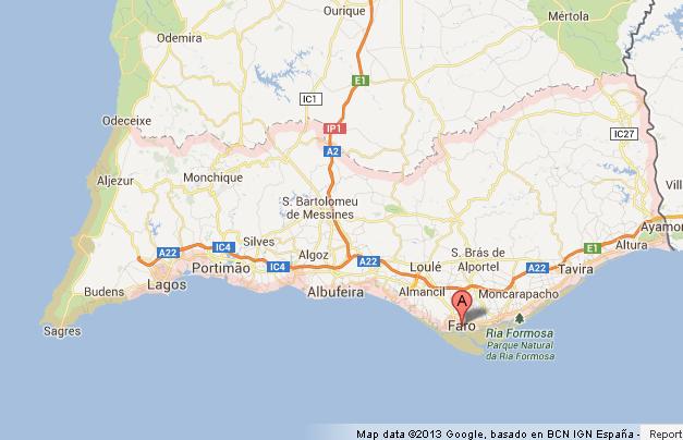 Map of Algarve Portugal