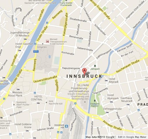 Map of Innsbruck Austria