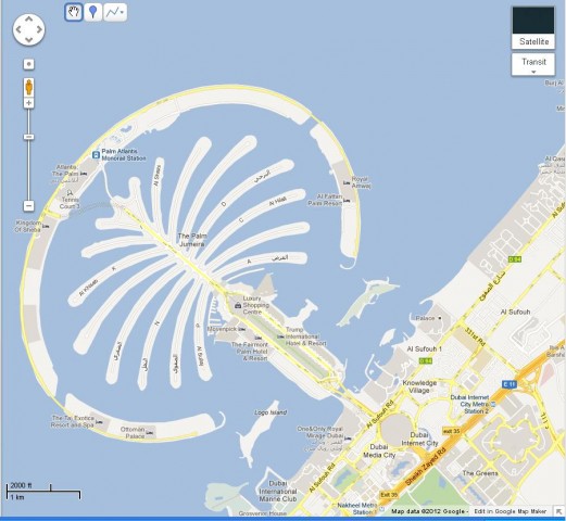 Palm Jumeirah in Dubai map