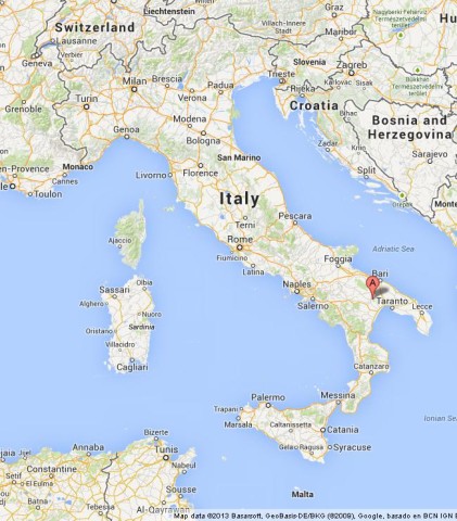 location Matera on Map of Italy