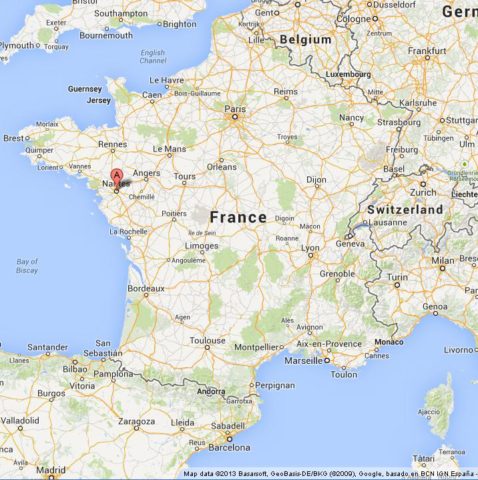 Where is Nantes on Map of France