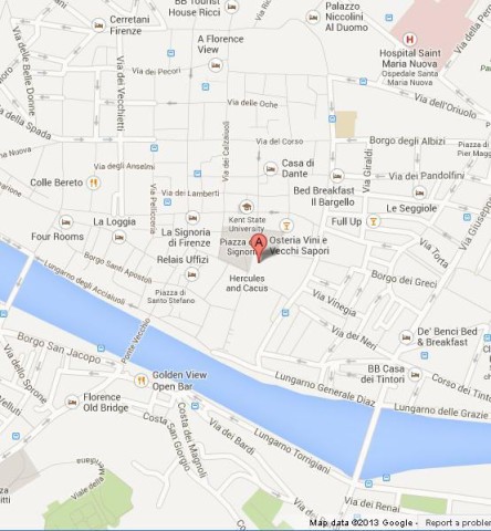 location Piazza della Signoria on Map of Florence