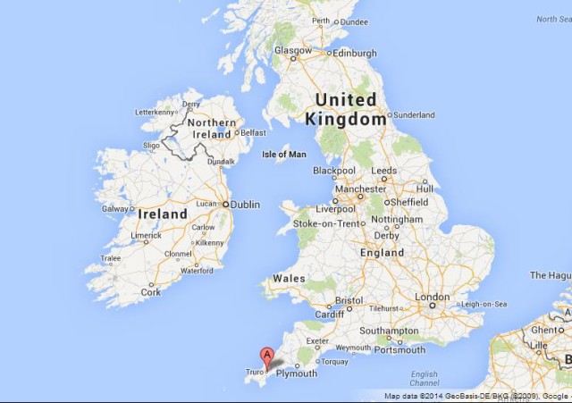 location Truro on Map of UK