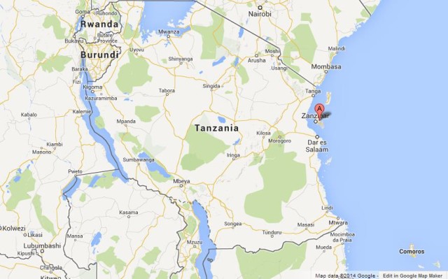 Zanzibar on Map of Tanzania