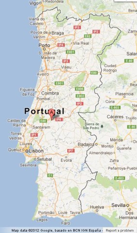 location Almourol Castle in Map of Portugal
