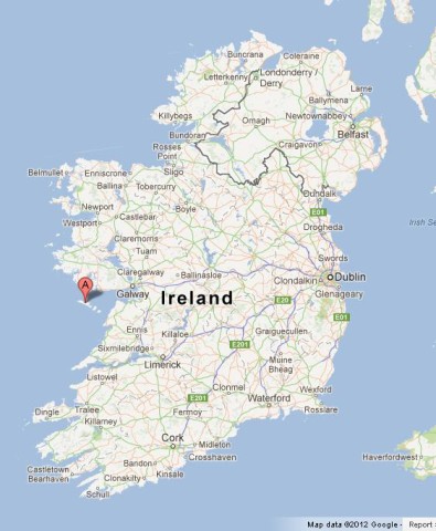 location of Aran Islands on Map of Ireland