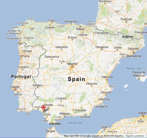 location Donana National Park on Spain Map
